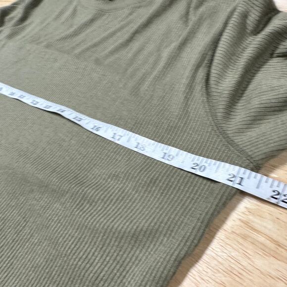 ATM NWT Army Green Modal Rib Long Sleeve Crew Neck Boy Tee Size L Stretch - Picture 8 of 9